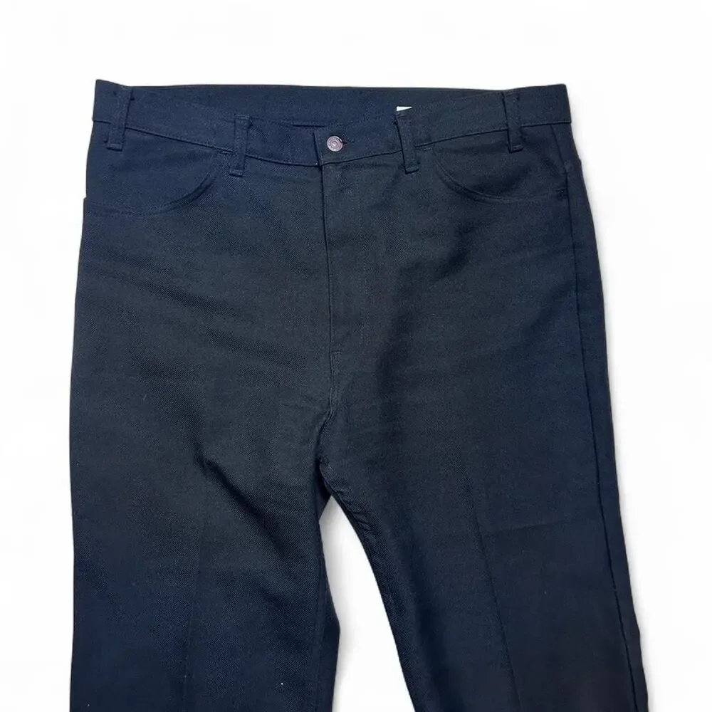 Levis Jeans 517 Vintage 70s Black Dacron Polyester Flare Leg Pants 40”